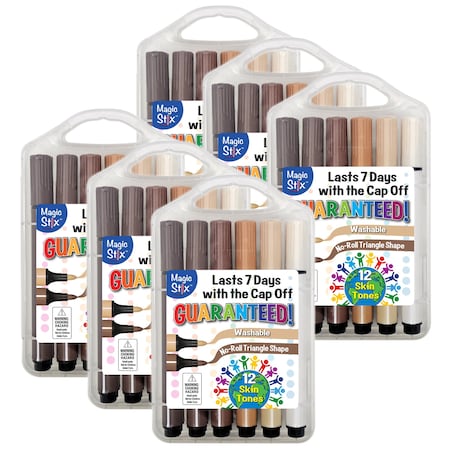 The Pencil Grip Triangular Magic Stix Global Skin Tone Markers, 12 Colors, 72PK TPG-39606